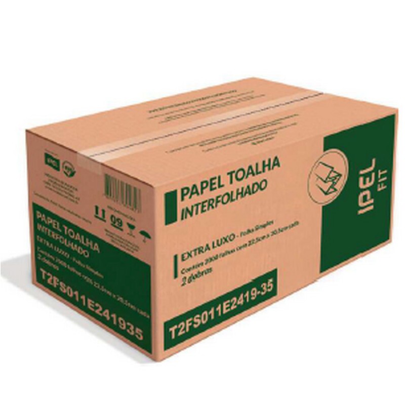 PAPEL TOALHA INTERFOLHADA 2 DOBRAS FS IPEL BASIC ELX 19,3CM x 20,5CM 19G - 2000 FLS